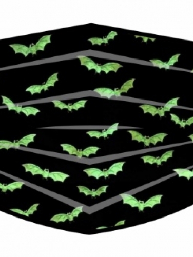 Behelfsmaske Mundnasenmaske grüne Fledermäuse auf schwarz