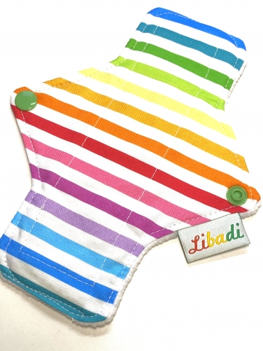 Libadi Stoffbinde 897 Regenbogenstreifen weiß Bine Brändle - S (17,5 cm) | Standard | ohne PUL
