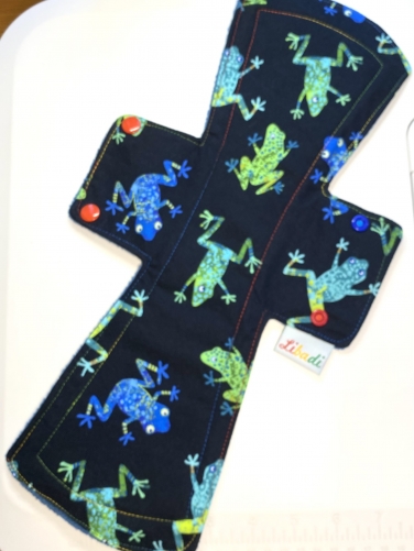 Libadi Stoffbinde 895 grün blaue Frösche auf schwarz - XXL (38 cm) | Standard | mit PUL