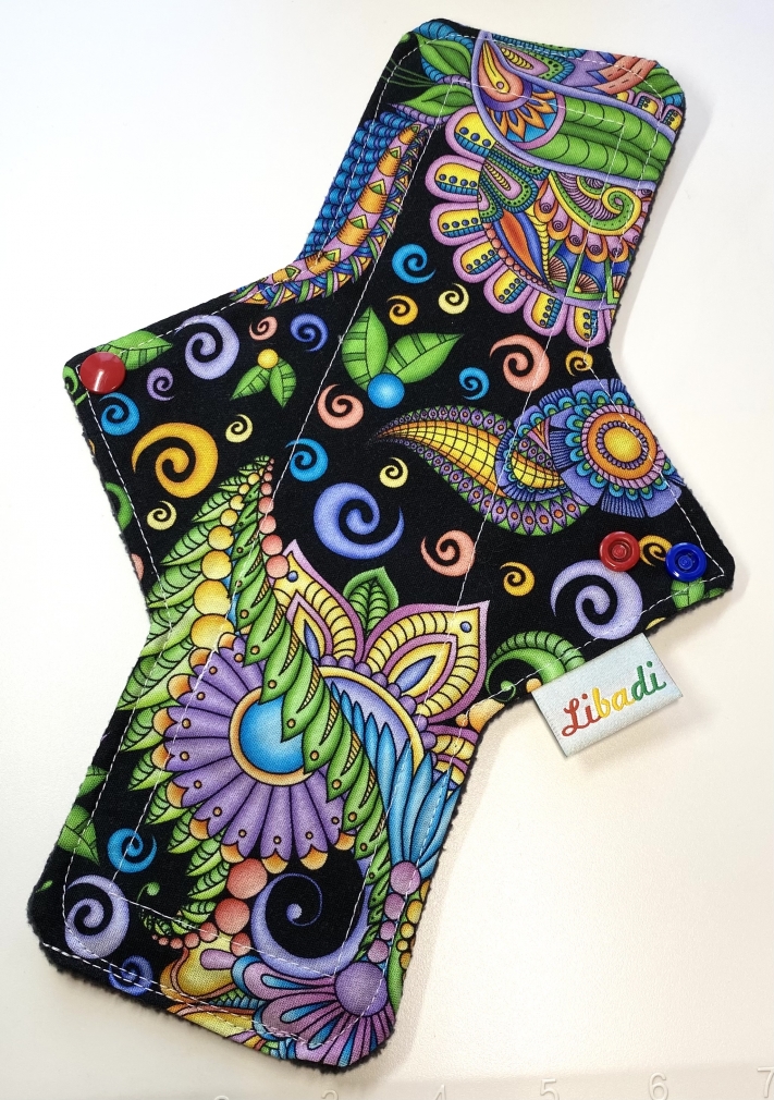 Libadi Stoffbinde 864 Kringel Schlingel auf schwarz