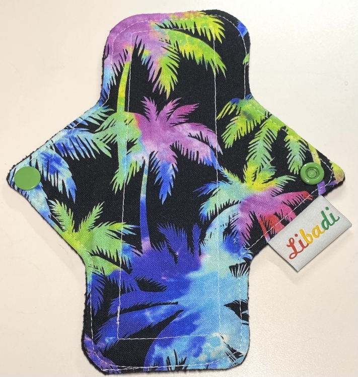 Libadi Stoffbinde 911 bunte Palmen auf schwarz