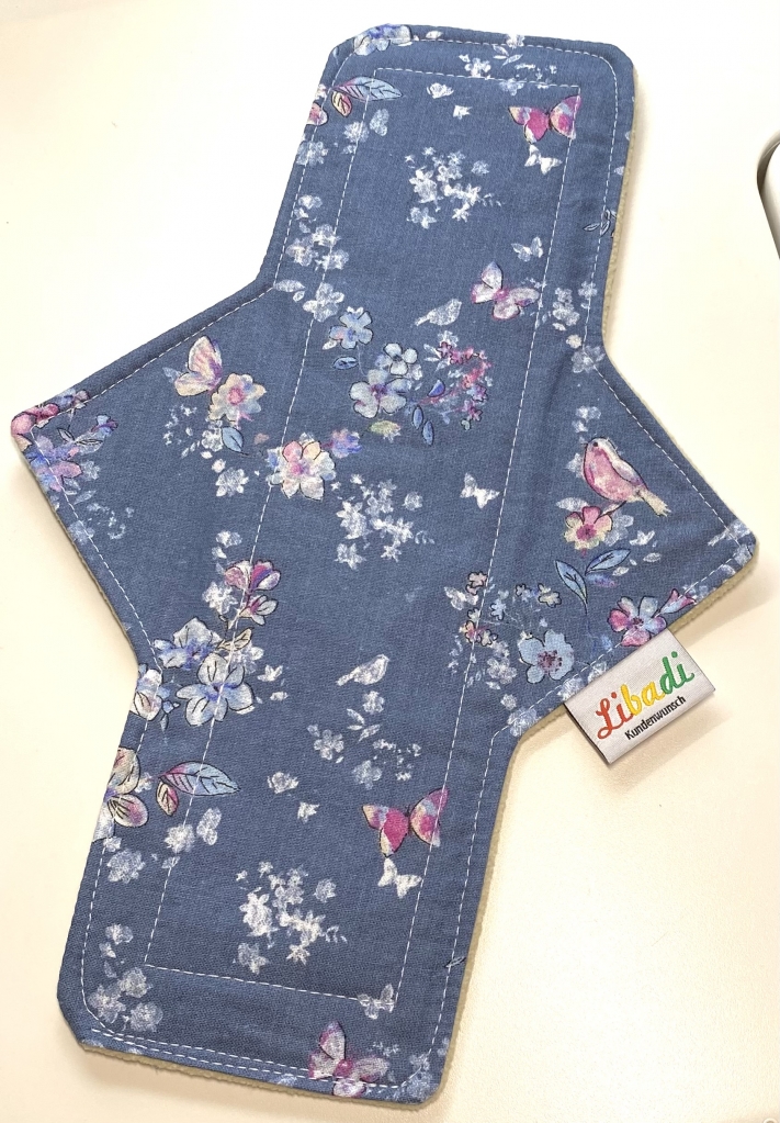 Libadi Stoffbinde 910 dezente Blümchen auf jeansblau