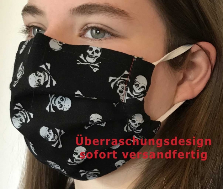 einfache Mundmaske / Gesichtsmaske waschbar - Überraschungsdesign mit Gummi (hinter den Ohren)