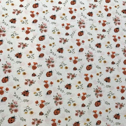 Stoff 937 - Marienkäferl auf weiß  *