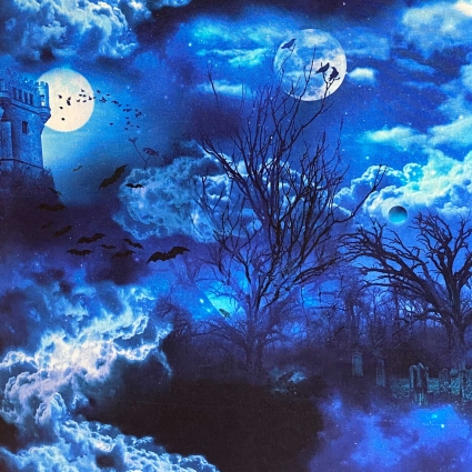 Stoff 932 - nachtblaue Gruselszene  *