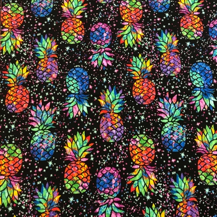 Stoff 831 - Regenbogen Ananas  *